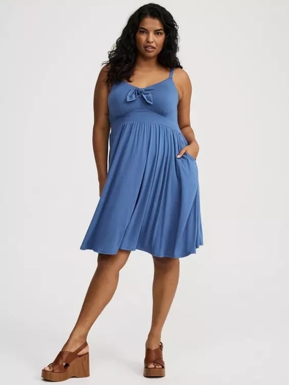 torrid Supersoft Blue Spaghetti Strap Mini Dress with Front Tie SIZE 0X